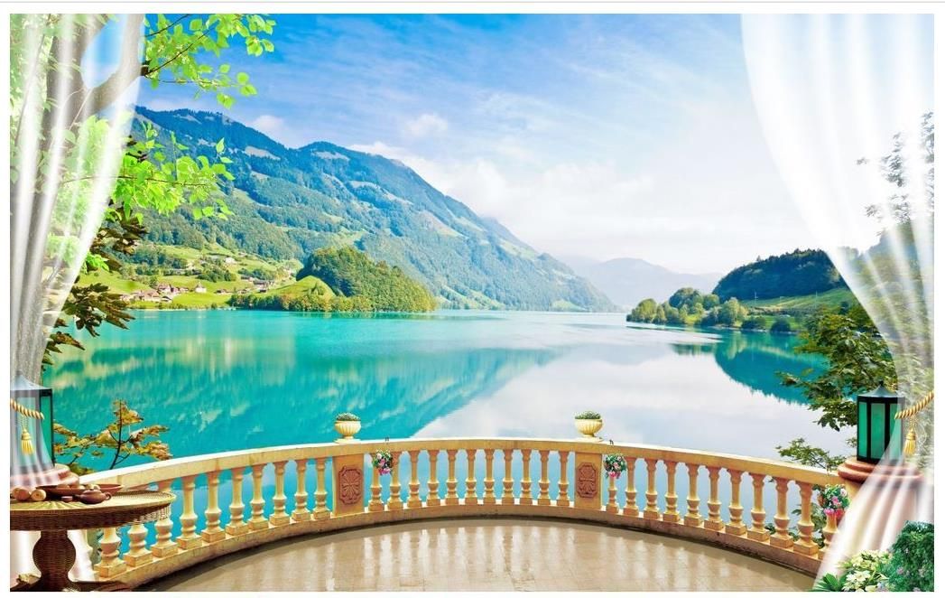 High End Custom 3d Photo Wallpaper Murals Wall Paper Windows TV Sofa Background 3D Living Room