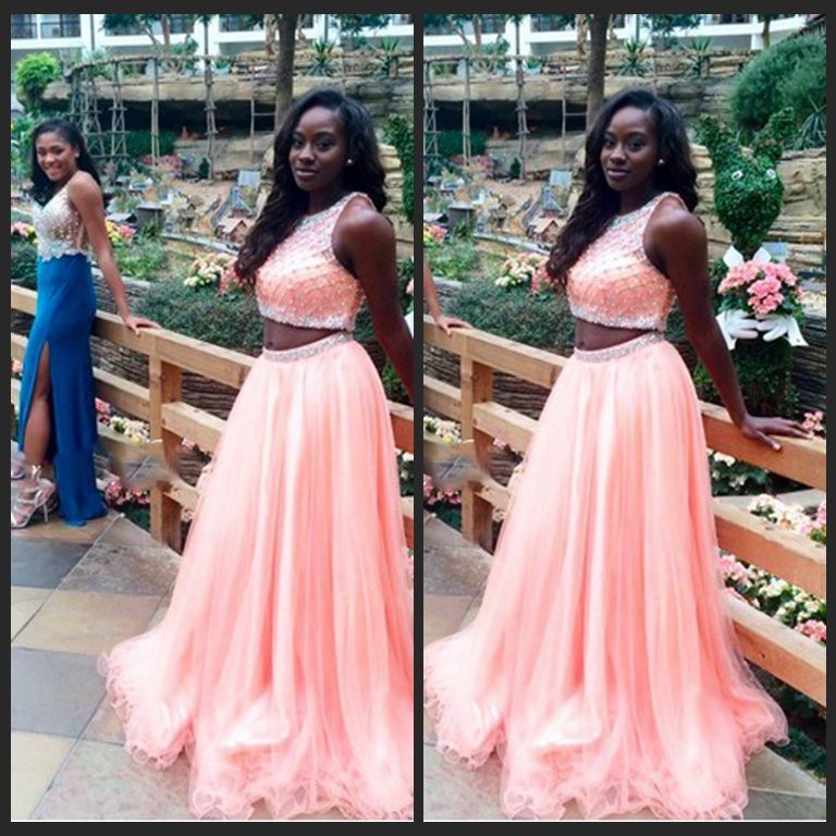 girls two piece prom dress