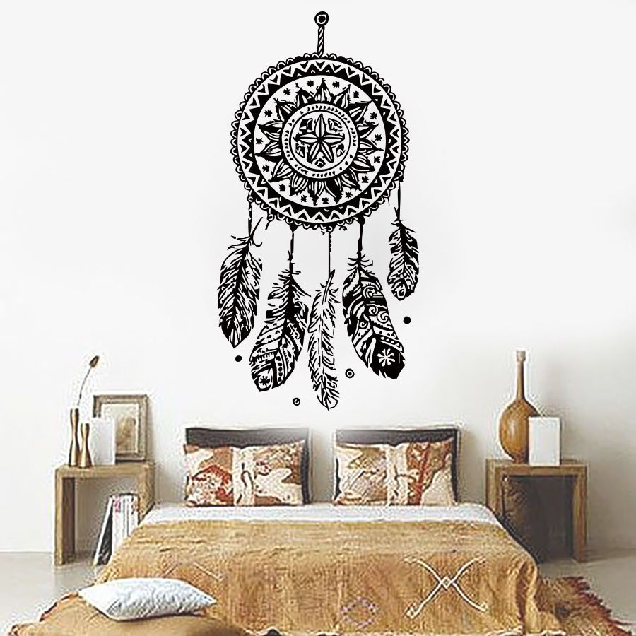 112x 56cm Dreamcatcher Wall Sticker Vinyl Home Decor Decals Feathers Night Symbol Indian Stickers Bedroom Livingroom Art D 698