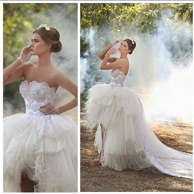 strapless high low wedding dress