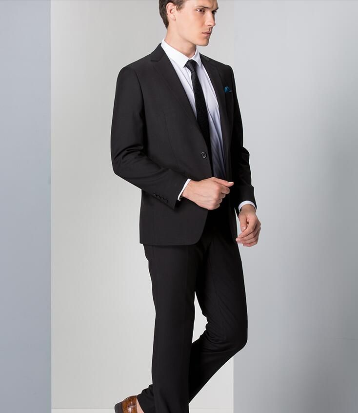 Compra Sencillo Y Fácil Traje De Novio Para Hombre Vestido De Alta Calidad  Personalizado Un Grano De Hebilla Conjunto De Traje Puro Negro Chaqueta +  Pantalones Estilo De Moda Barato | Entrega