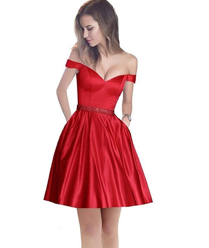 Mini Satin Cocktail Party Dress 
