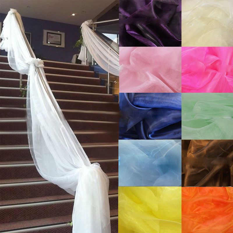 500CM*48CM Organza Sheer Fabic Table Swags Wedding Party Bow Stair Chair Decor 