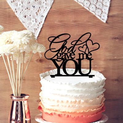 2019 Monogram Wedding Cake Topper God Gave Me You Custom Words Cake