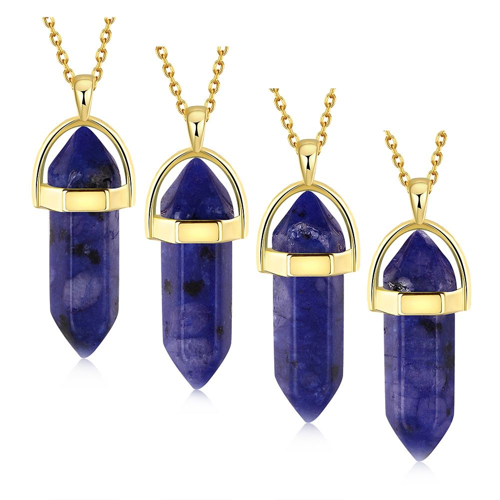 Whole Natural Stone Healing Crystal Pendant Gold Plated Chain Whole Natural Stone Healing Crystal Pendant Gold Plated Chain Hexagonal Column Magical Energy Gem Necklace Fashion Jewelry For Men Women Gift Cat