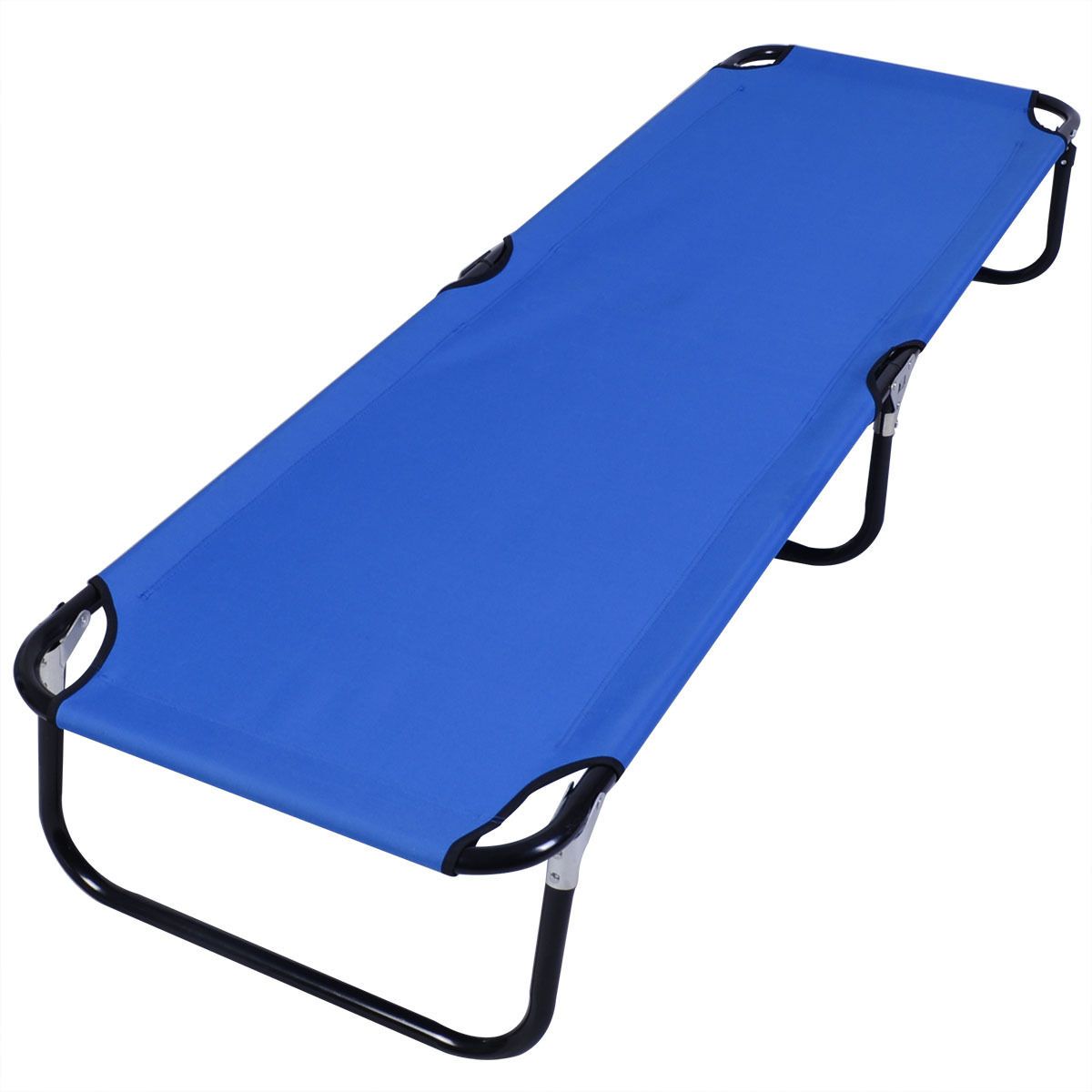 Blue Folding Camping Bed Outdoor Portable Military Cot Sleeping Hiking