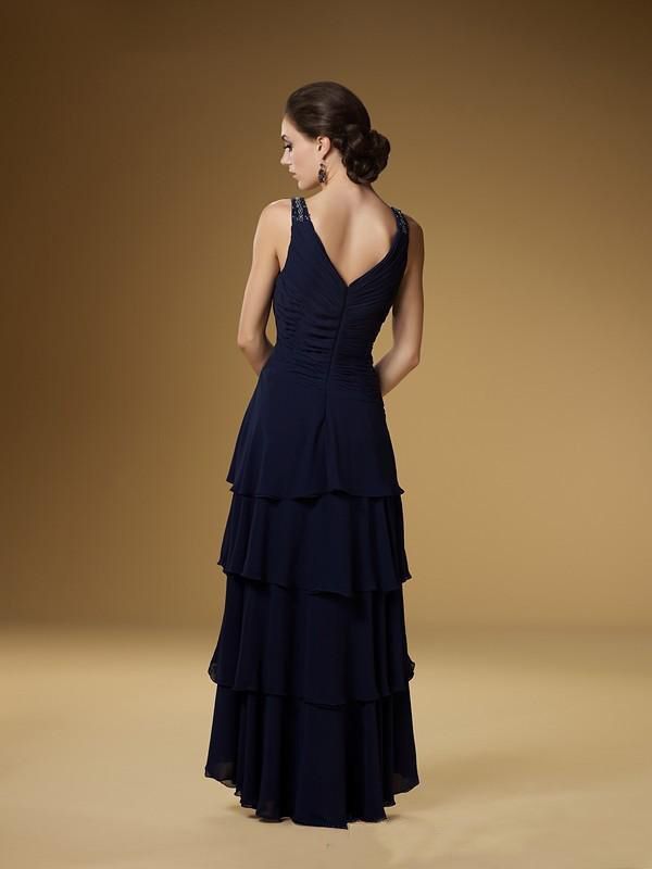 2016 Custom Made Dresses For Mother Groom Sexy Beaded Deep V Neck Navy