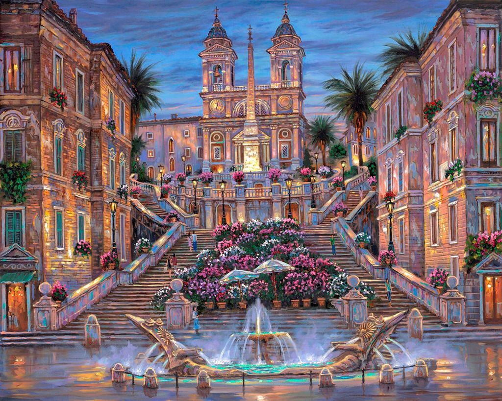 2018 The Spanish Steps Hd Art Print Original Oil Painting ...