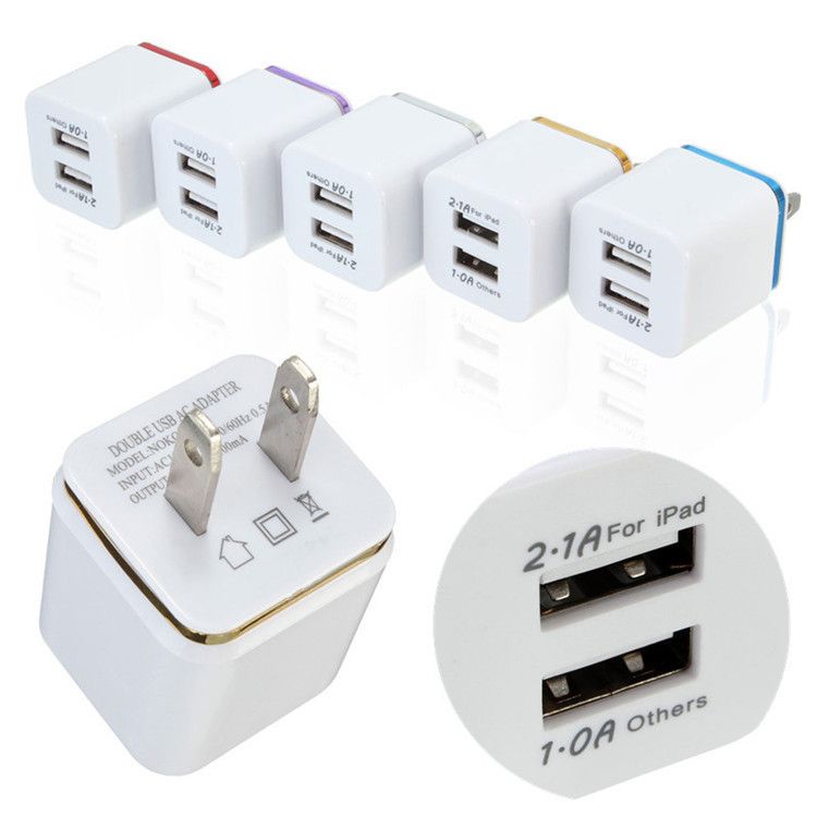 2.1A Wall Charger Plug US EU Dual USB AC Power Adapter 2 2.1A Wall Charger Plug US EU Dual USB AC Power Adapter 2