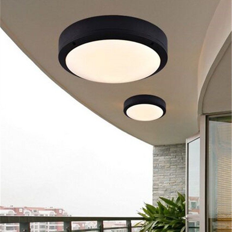 compre luz de techo led redonda moderna luces de porche exteriores lampara de techo led a prueba de agua lampara de bano interior balcon al aire libre