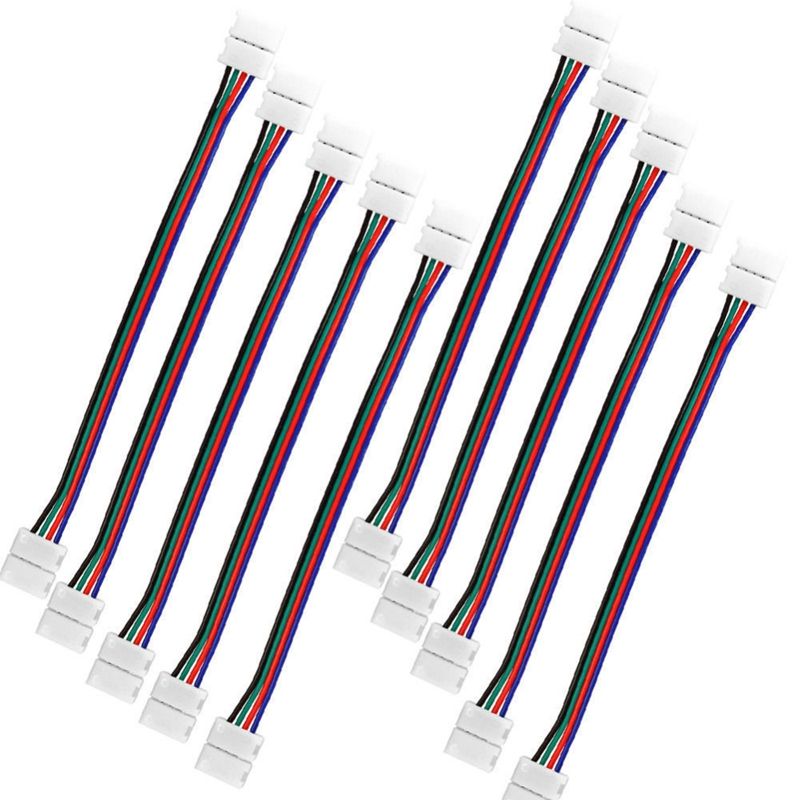 2021 RGB LED Strip Light Connectors 10mm 4PIN No Soldering Cable PCB