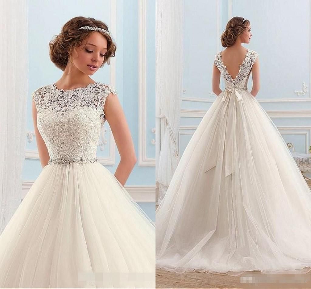 Discount Vintage 2019 A Line  Wedding  Dresses  Cap  Sleeves  