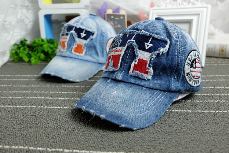 2016 New York Kids Cotton Caps Boys Baseball Caps Summer Jean Hats