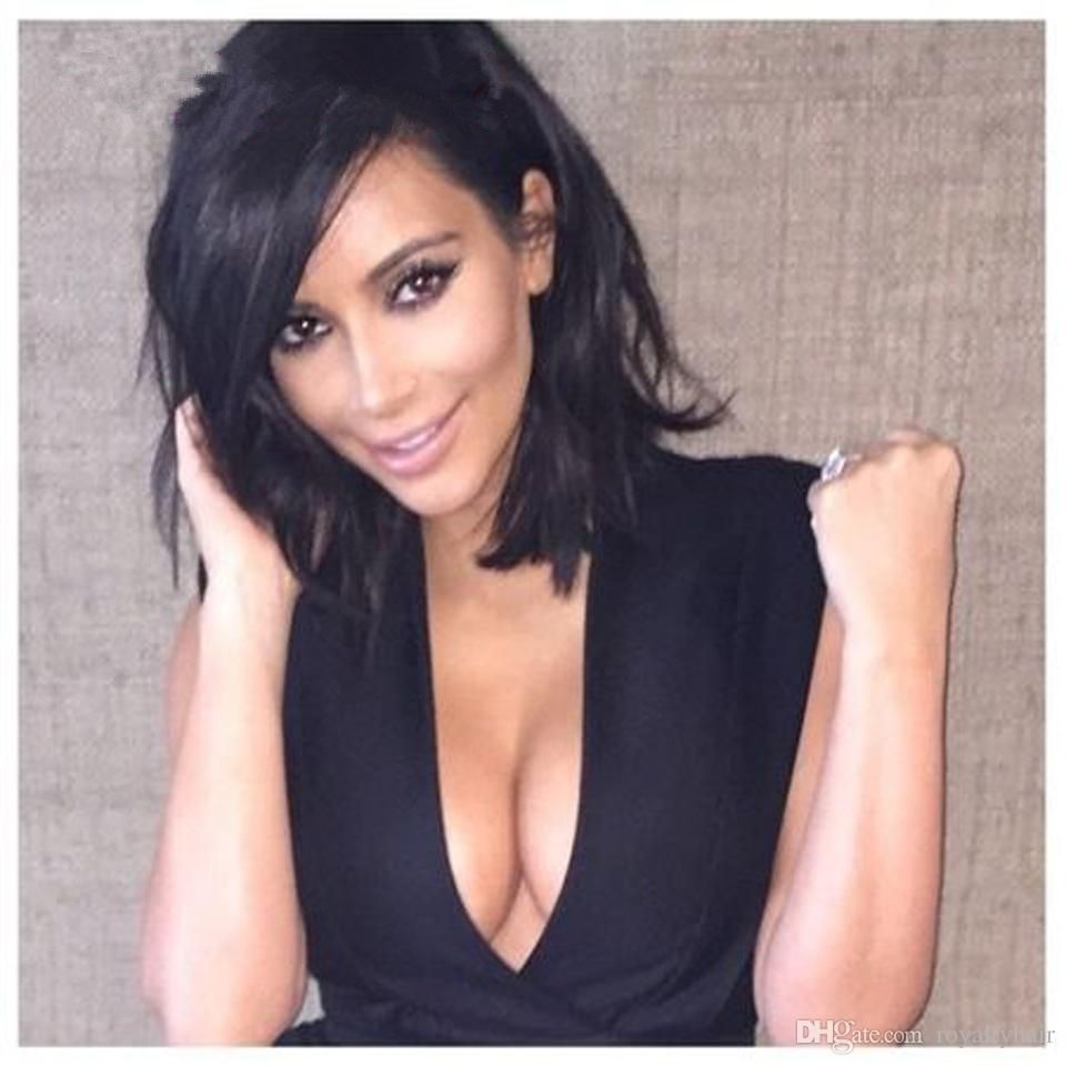 Kim Kardashian Style Bob Hair Cut Human Brazilian Hair Lace Front