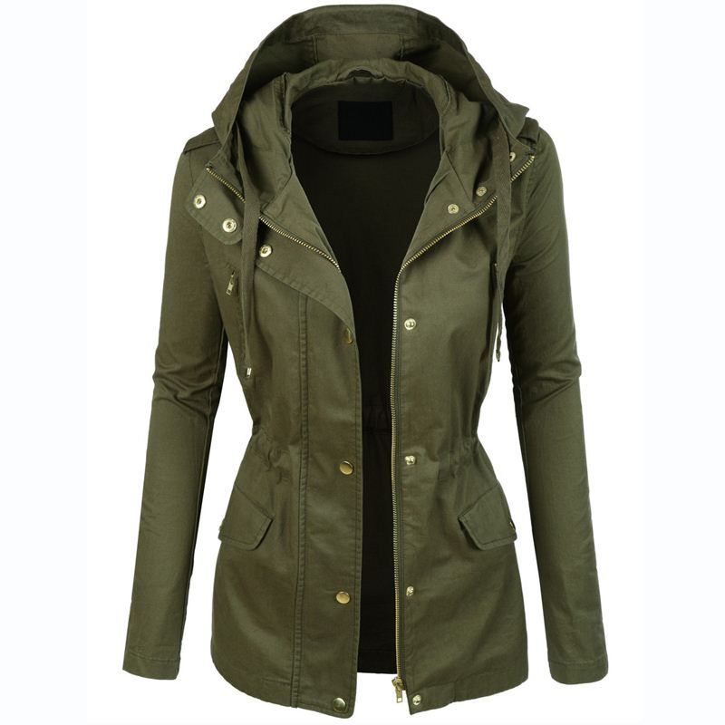 Womens Military Anorak Jacket With Hood Lightweight Women Jacket 2016