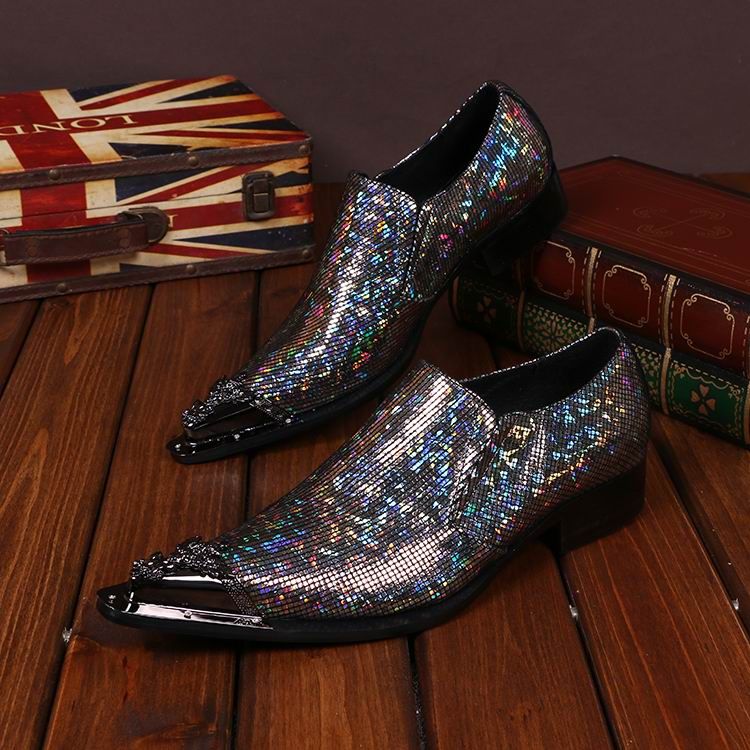 Night Club Personality Luxury Men Leisure Leather Shoes Fashion Metal