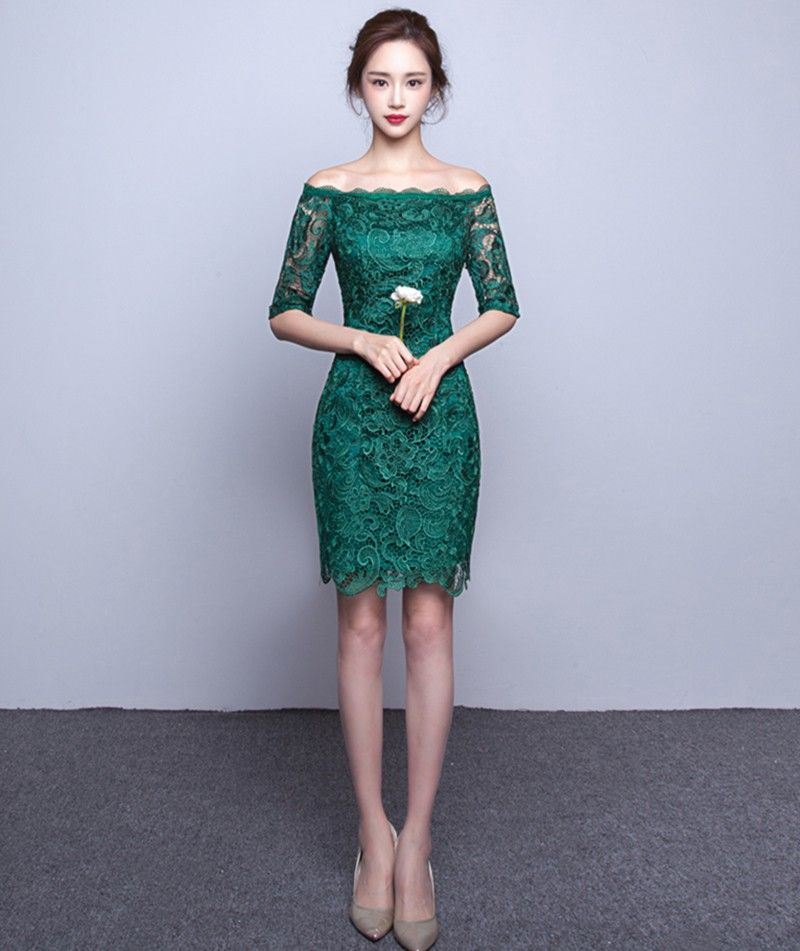 dark green knee length dress