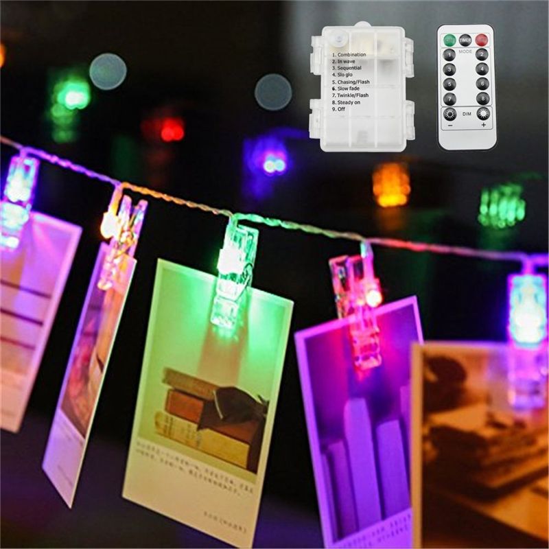 5m 40 Led Photo Clip String Light Remote Control 8 Modes Choice 5m 40 Led Photo Clip String Light Remote Control 8 Modes Choice Battery Operated Clips Lamp Fairy Decor Lights Bedroom Star