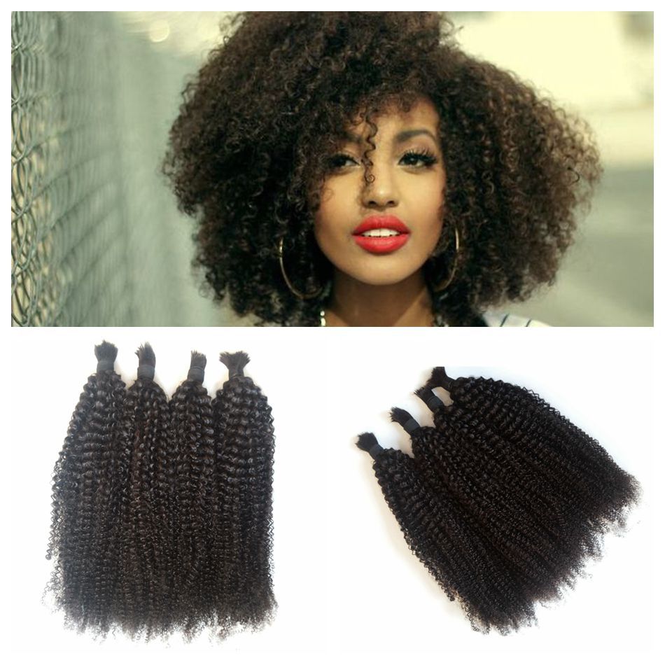 Virgin Human Hair Bulk For Braiding Malaysian Afro Kinky Curly