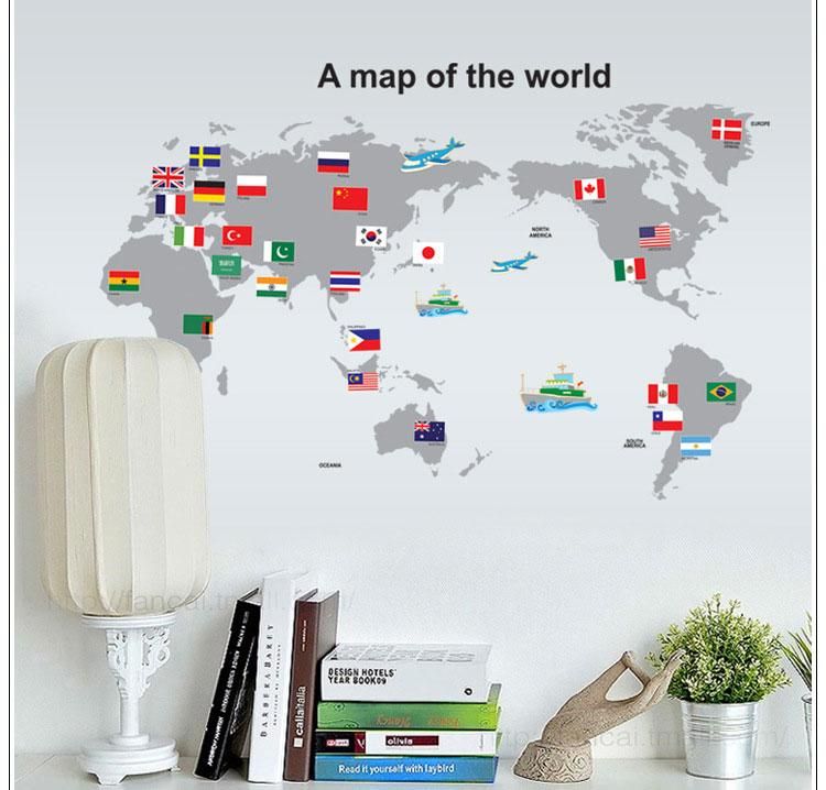 world map world trip wall stickers home decor removable 3d wallpaper rolls wall decals art party decoration for kids bedroom decal decor removable wall art