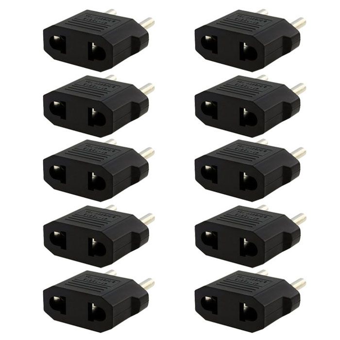 2 x US USA to EU Euro Europe Power Jack Wall Plug Converter Travel Adapter Black 