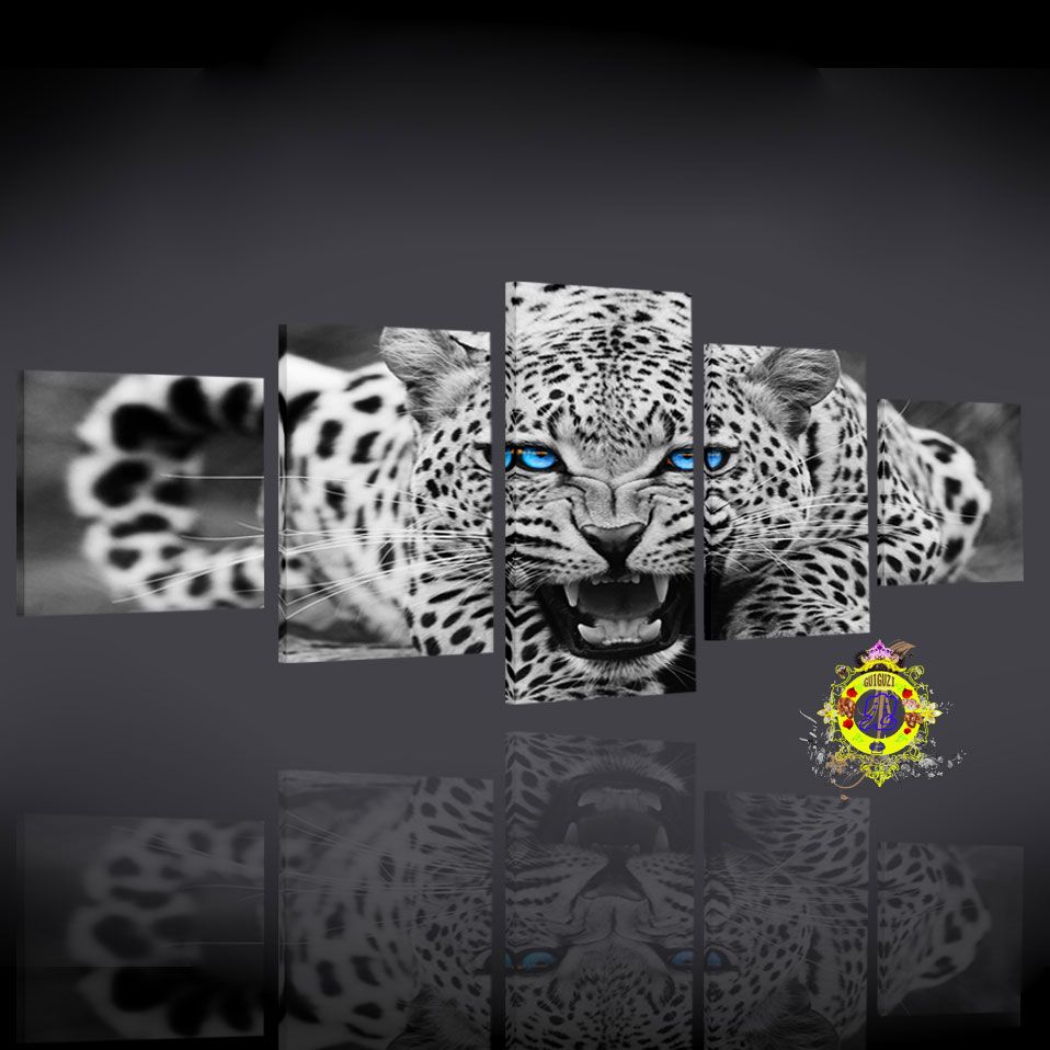 2019 5 article black and white leopard modern family wall decoration