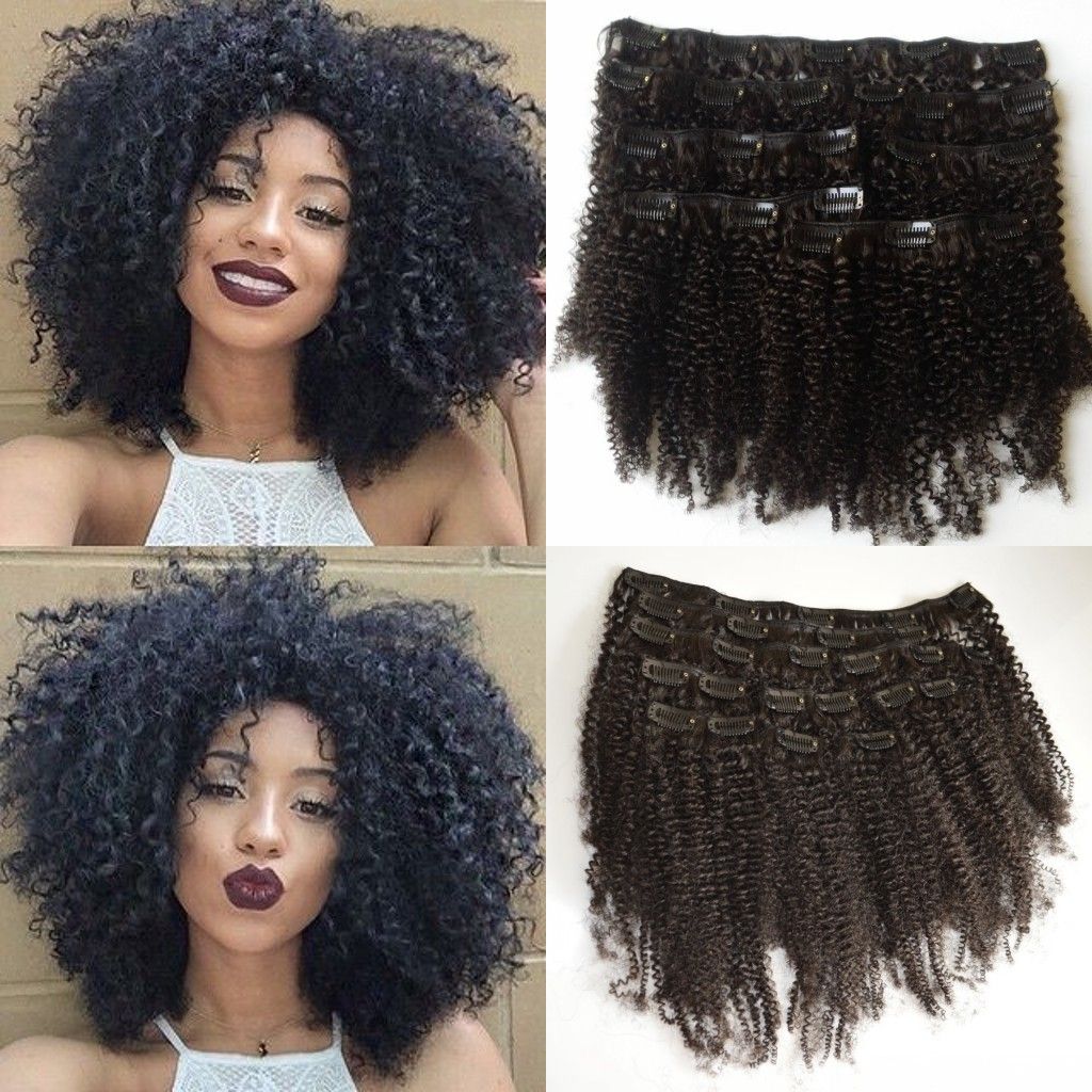 Brazilian Virgin Afro Kinky Curly Clip In Hair Extensions ...