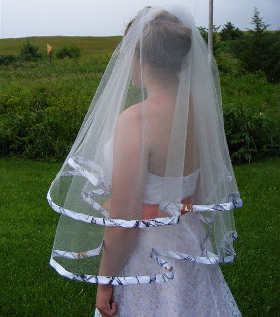 CAMO Ribbon Circle Shaped Veil CAMO Wedding Mossy Oak Available One