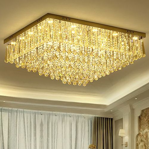 Dimmable Led Chandeliers Ceiling Light Rectangle European Modern Dimmable Led Chandeliers Ceiling Light Rectangle European Modern Romantic Crystal Lights For Living Room Villa Hotel Decoration