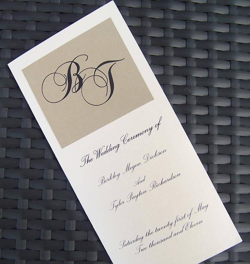 gold ivory wedding programs free customized printing monogram