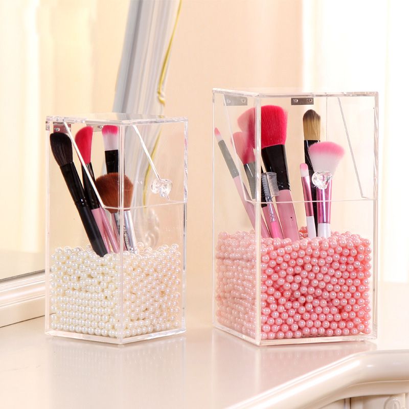 Fashion Crystal Acrylic Makeup Brush Storage Box Organizer Case With