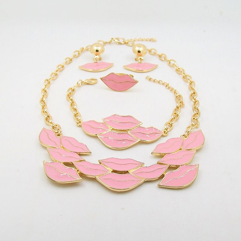 2020 2016 New Lip Shape Jewelry Set Including Necklaces Earrings Rings