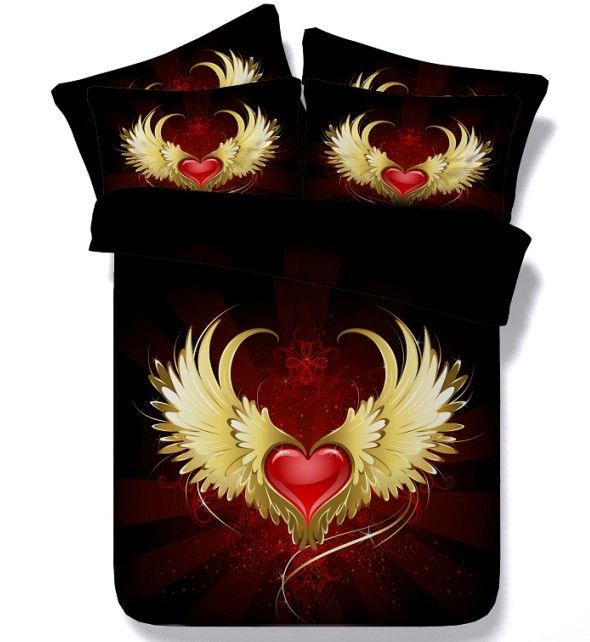Hearts Bedding Set 3D Comforter Sets Quilt Duvet Cover Bed In A Bag