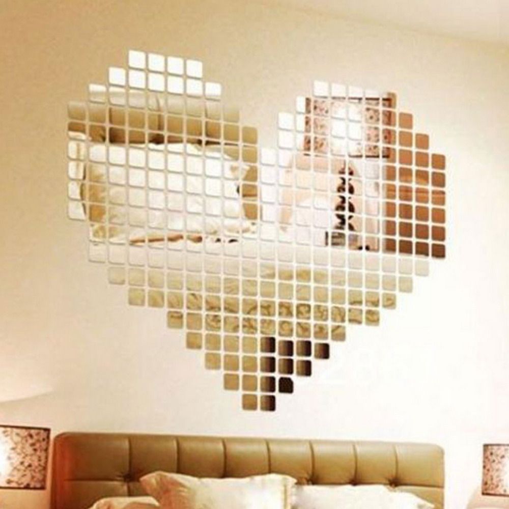 100 Piece Self Adhesive Tile 3d Mirror Wall Stickers Decal Mosaic Room Decorations Modern Tiles