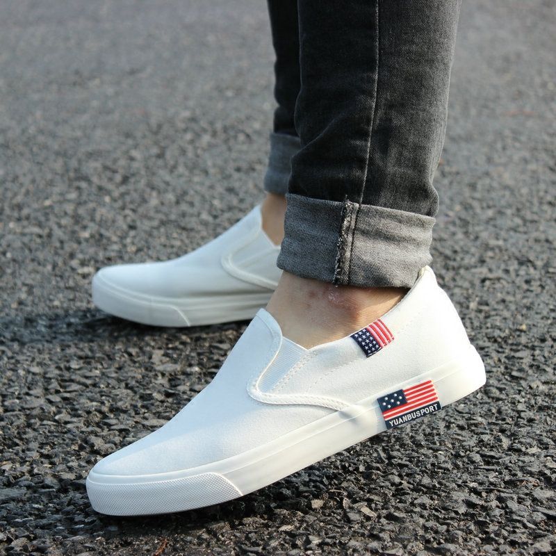 spring new boy pure white canvas shoes shoes han edition of the