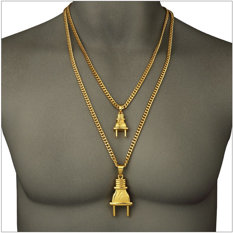 Wholesale 18K Gold Plug Pendant Necklace Jewelry HIPHOP Street Plated