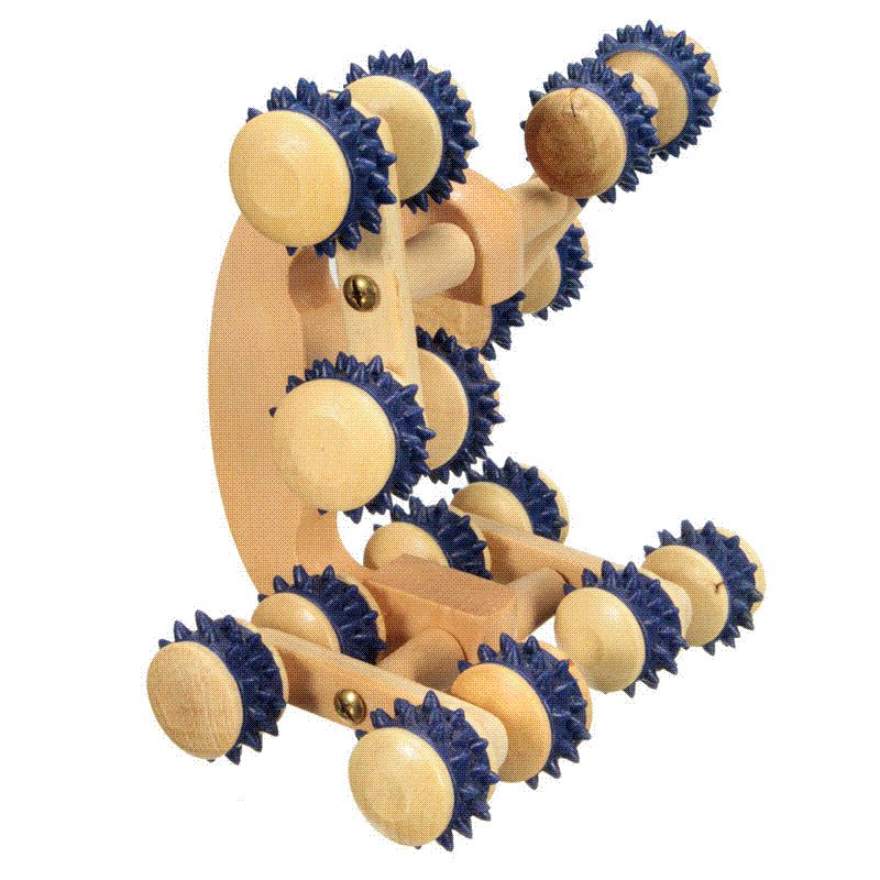 Useful 16 Wood Wooden Roller Rolling Ball Wheel Massager Neck Back Leg
