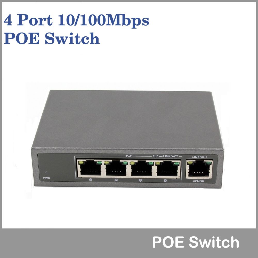 4 Port 100Mbps IEEE802.3af/At POE Switch/Injector Power Over