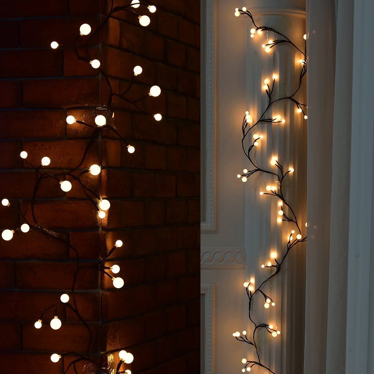 Globe String Lights, 8ft 72 LED Waterproof Outdoor Indoor Fairy Lights