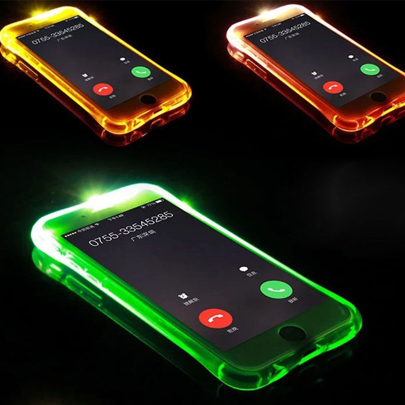 Hot Clear Back Cover Soft TPU LED Case Light Call Flashing
