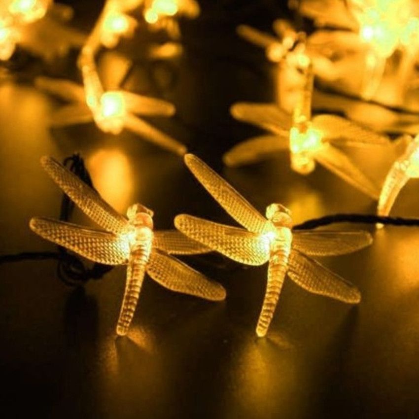 Solar Lights 20led Dragonfly Outdoor Decoration Lantern Flashing Solar Lights 20led Dragonfly Outdoor Decoration Lantern Flashing Day Light String Landscape Garden Lighting Porch Rose