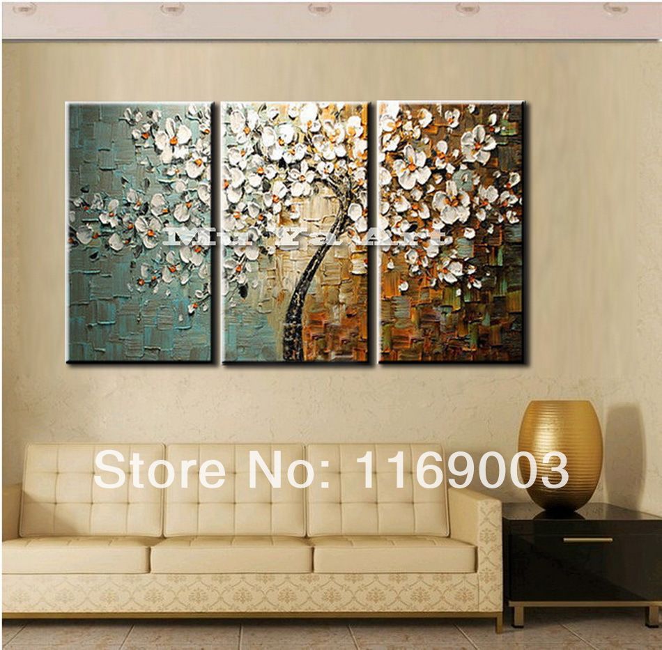 3 Panel Wall Art Canvas Tree Acrylic Decorative Pictures Hand 3 Panel Wall Art Canvas Tree Acrylic Decorative Pictures Hand Painted Decoraion Painting Oil Paintings Modern Flower On With 173 12 Piece