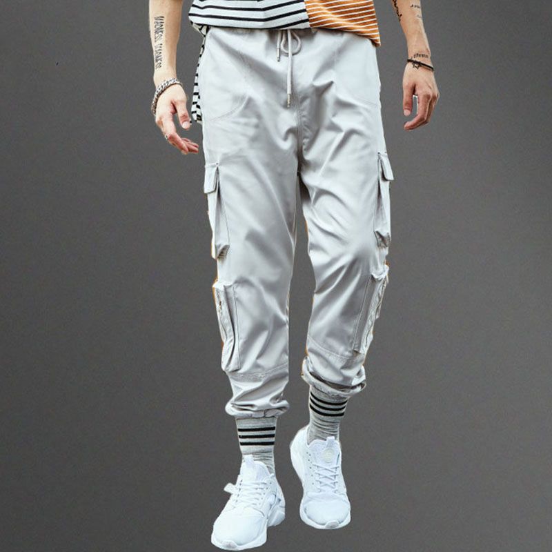 2020 Casual Cargo Pants Of Men Fashion Multi Side Pocket White