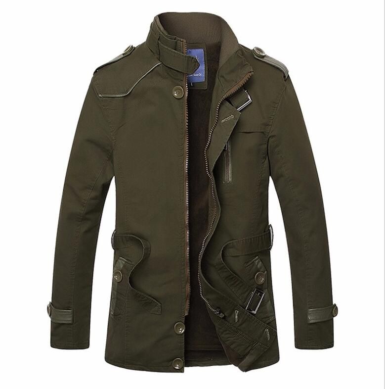 Mens Green Khaki Military Jacket Spring Cargo Plus Size 3XL Casual Man