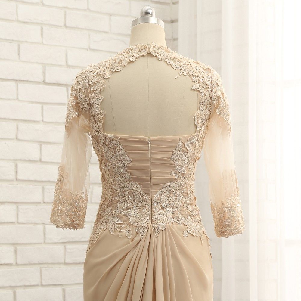 2017 Champagne Mother Of The Bride Dresses With Sleeve Chiffon