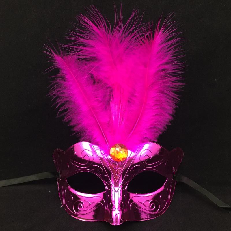 New Feather Mask Luxury Masquerade Party Mask Half Face Gold