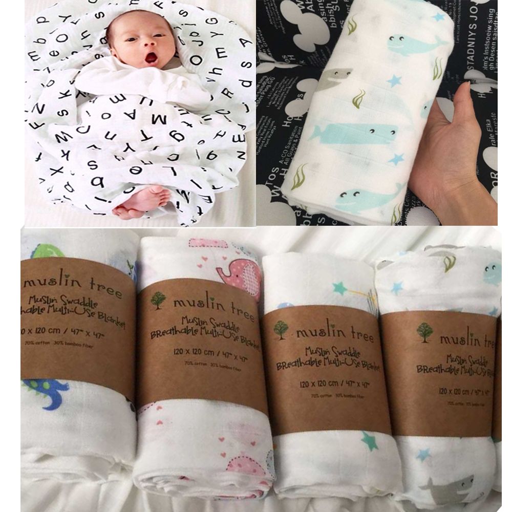 Super Soft Multiuse Newborn Baby Muslin Swaddle Infant Parisarc Cross Wrap Organic Muslin