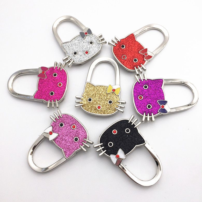 2020 Creative Fashion Kitty Handbag Hooks Rhinestone Bag Hooks Multi Use Locking Bag Hangers
