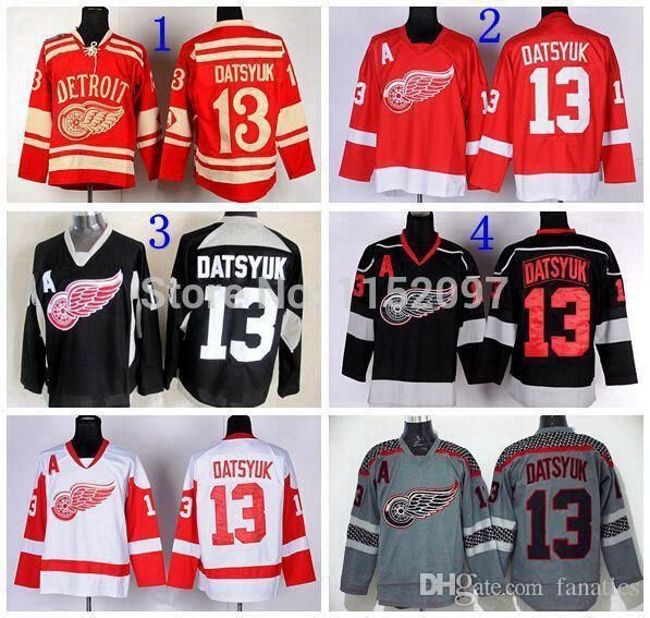 grey red wings jersey