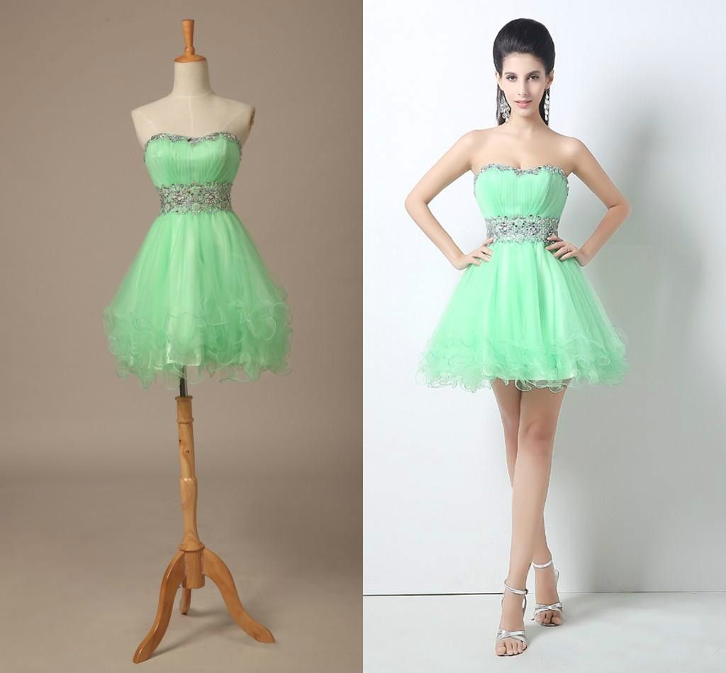mint green short prom dress